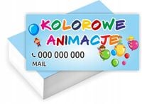 Wizytówki firmowe GOTOWY PROJEKT GRATIS 200 sztuk ANIMACJE DLA DZIECI