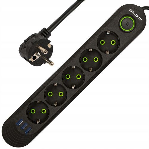 PRZEDŁUŻACZ LISTWA ZASILAJĄCA WŁĄCZNIK 3m 3x USB 5 GNIAZD na Arena.pl