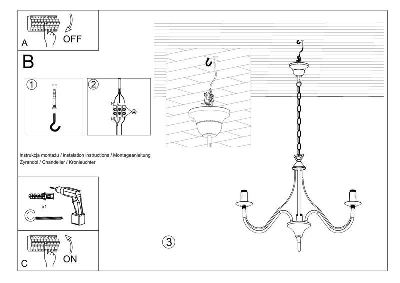 Żyrandol LAMPA wisząca SL.0213 metalowa OPRAWA świecznikowa ZWIS na łańcuchu maria teresa biała zdjęcie 4