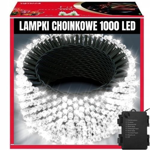 LAMPKI CHOINKOWE 1000LED 68m ZEWNĘTRZNE WEWNĘTRZNE BIAŁE ZIMNE ŚWIĄTECZNE na Arena.pl