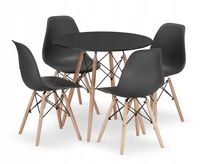 Zestaw stół okrągły TODI 80cm czarny + 4 krzesła OSAKA czarne