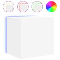 Ścienna szafka TV z LED, biała, 40,5x35x40 cm