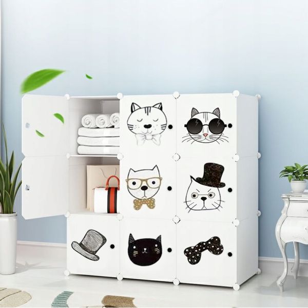 SZAFA MODUŁOWA DLA DZIECI BIAŁA Z MOTYWEM BAJKOWYM DUŻA GARDEROBA 9 PÓŁEK zdjęcie 11