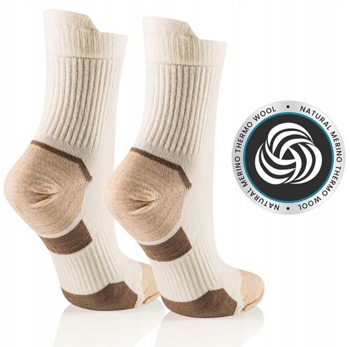 SKARPETY TREKKINGOWE Z WEŁNY MERYNOSÓW 90% MERINO WEŁNA TERMOAKTYWNE DŁ.3/4 na Arena.pl