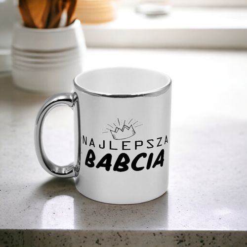 Kubek srebrny z nadrukiem grafiką prezent Dzień Babci różne wzory Babcia na Arena.pl