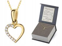 ZŁOTY NASZYJNIK 333 Wisiorek SERCE cyrkonie GRAWER