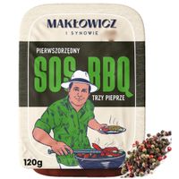 Makłowicz  pierwszorzędny SOS BBQ TRZY PIEPRZE czarny biały zielony 120g