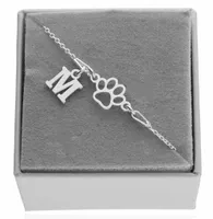 Srebrna bransoletka łapka psa kota łapa litera LITERKA PUDEŁKO SREBRO 925