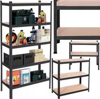 REGAŁ MAGAZYNOWY 150x75x30 cm metalowy GARAŻOWY wciskany Z PÓŁKAMI 625kg