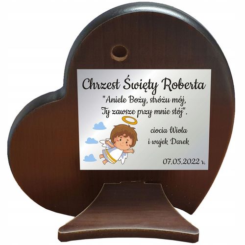 Obrazek Srebrny Pamiątka Chrztu Świętego Prezent na Chrzest + DEDYKACJA na Arena.pl