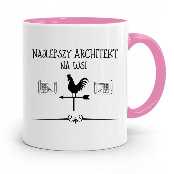 Kubek Różowy Architekta Najlepszy Na Wsi Prezent Z Nadrukiem Ze Zdjęciem zdjęcie 1