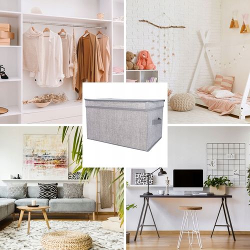 POJEMNIK TEKSTYLNY 40X30X25 CM DO PRZECHOWYWANIA PUDEŁKO ORGANIZER DO na Arena.pl