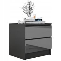 Stolik Nocny Szafka Nocna MDF 45 x 48x 40 CM Zoe Czarna Szary Połysk