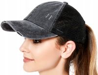 Czapka z daszkiem na KUCYK Ponytail Otwór KITKĘ  KR29_Czarny