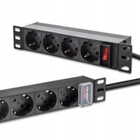 Listwa zasilająca PDU RACK 10" 1U 16A 4xSCHUKO 1.8m aluminiowa Qoltec