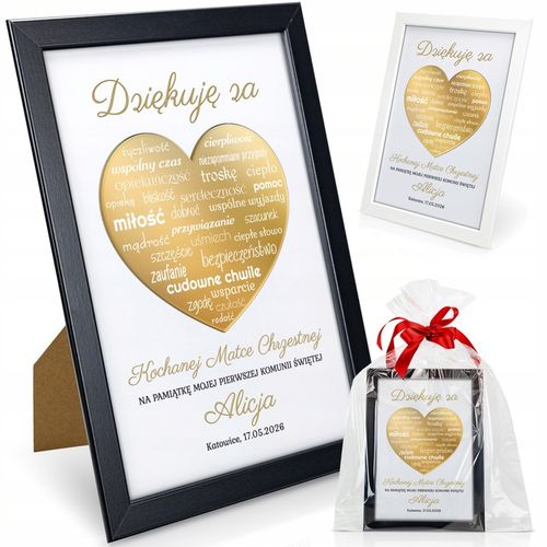 Podziękowania KOMUNIA Św DLA CHRZESTNYCH RAMKA 3D DZIADKÓW PREZENT obraz na Arena.pl