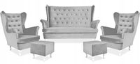 Zestaw wypoczynkowy mebli uszak Diana sofa fotele pufy Family Meble komplet
