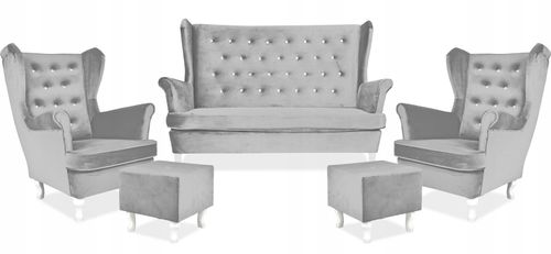 Zestaw wypoczynkowy mebli uszak Diana sofa fotele pufy Family Meble komplet na Arena.pl