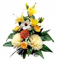 Stroik kompozycja kwiaty grób cmentarz flakon wazon sztuczny