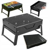 Grill turystyczny składany przenośny walizka mały węglowy ogrodowy czarny