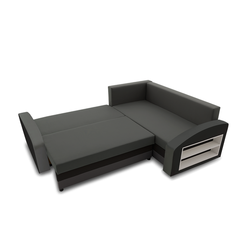 Duży narożnik, prawy, półka w prawym, LUSSO, 230x179x75 cm, szary, czarny na Arena.pl