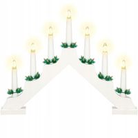 ŚWIECZNIK ADWENTOWY BIAŁY LAMPKI NA OKNO ŚWIECE DEKORACJA ŚWIECZKI 7 LED