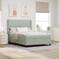 Łóżko z materacem na sprężynach LED Jasnoszary 160 x 200 cm