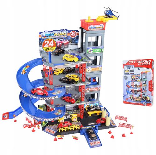 Duży parking garaż wielopoziomowy Tor Winda 4 Autka Helikopter na Arena.pl