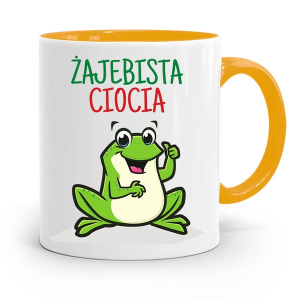 Kubek Żółty Prezent Dla Cioci Żajebista Ciocia Z Nadrukiem Ze Zdjęciem zdjęcie 1