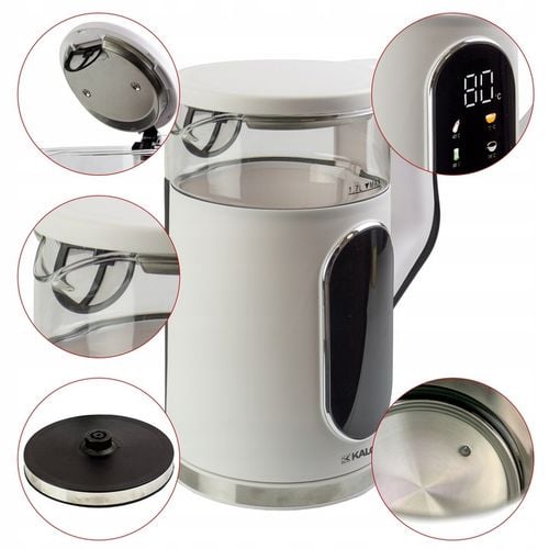 CZAJNIK ELEKTRYCZNY REGULACJA TEMPERATURY BIAŁY DIGITAL 40-100°C 1,7L 2200W na Arena.pl