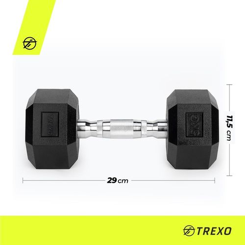 Hantel ogumowany TREXO Hex 5 kg Żeliwny ANTYPOŚLIZGOWY I SOLIDNY DO ĆWICZEŃ na Arena.pl