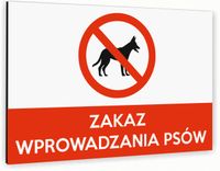 Tabliczka znak informacyjny 30x20 Biała ZAKAZ WPROWADZANIA PSÓW Aluminiowa