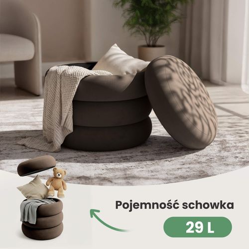Pufa siedzisko do salonu SNUGGO welur ze schowkiem otwierana 42 cm Brązowa na Arena.pl