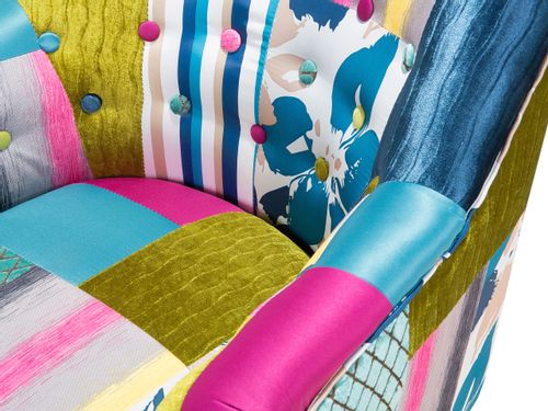 Fotel patchwork niebieski MANDAL na Arena.pl