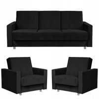 Zestaw mebli wypoczynkowy Alicja wersalka kanapa fotele  czarny