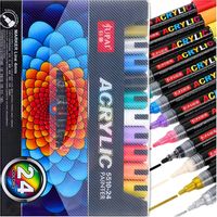 MARKERY AKRYLOWE MAZAKI FLAMASTRY 24 KOLORY PISAKI WODOODPORNE + ETUI
