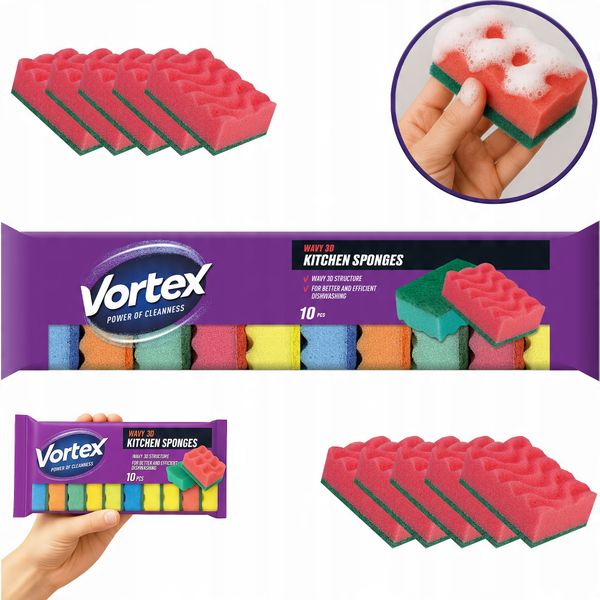 VORTEX Gąbki kuchenne 3D Wave 10 szt. zdjęcie 12