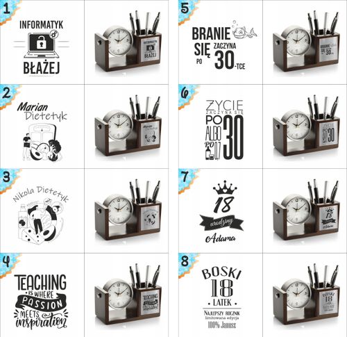 Nowoczesny przybornik z zegarem z Twoim tekstem imieniem DLA KSIĘGOWEJ na Arena.pl