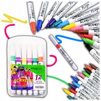 MARKERY PISAKI AKRYLOWE FLAMASTRY DO MALOWANIA UBRAŃ KAMIENI 0,7mm 12 sztuk