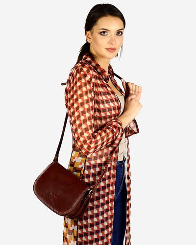 Włoska listonoszka damska skóra naturalna MARCO MAZZINI - Cremona brąz na Arena.pl