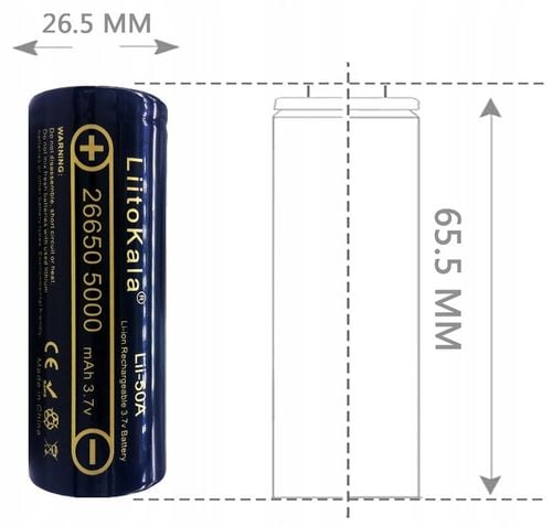 Akumulator litowo-jonowy 3,7V LiitoKala Lii-50A 26650 5000 mAh na Arena.pl