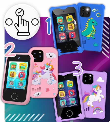 TELEFON DLA dzieci ZABAWOWY SMARTFON Z APARATEM KAMERĄ I GRAMI MENU PL na Arena.pl