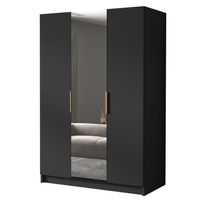 Szafa CALPE II 150 cm z lustrem-pojemna garderoba-CZARNY+ZŁOTY