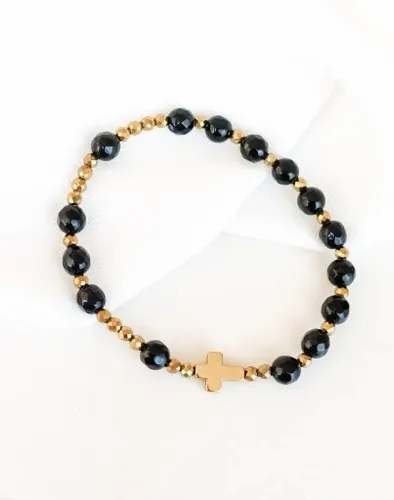 Bransoletka różaniec z kamienia Onyks 6 mm na Arena.pl