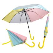 Parasol tęczowy pastelowy elegancki kolorowy dla dzieci żółta rączka