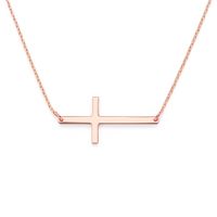 złoty naszyjnik - celebrytka - z krzyżykiem - różowe złoto