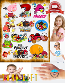 Duży Zestaw Mega Tatuaży zmywalnych - Angry Birds