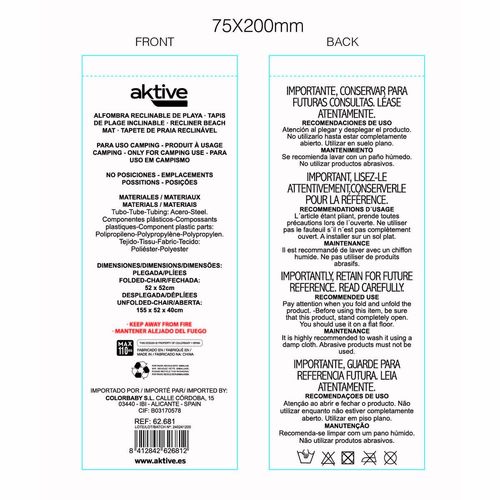 Mata Aktive Stal Tkanina Oxford 600D 155 x 40 x 52 cm na Arena.pl