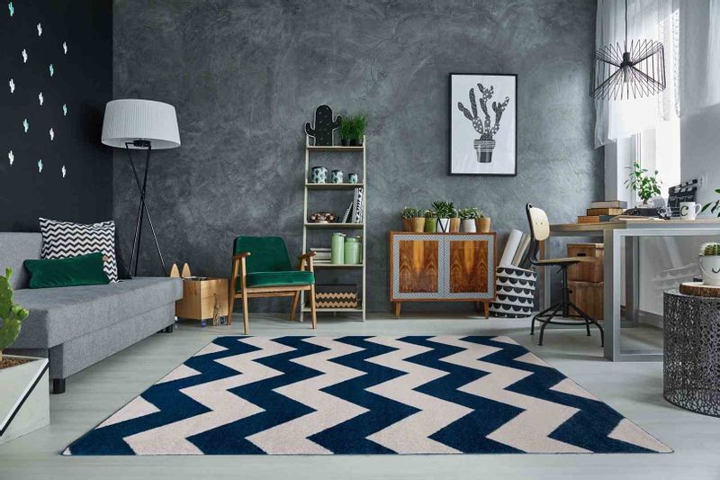 RUG/LU/ESMEA/ZIGZAK2/BLUE+WHITE/140x190 zdjęcie 2
