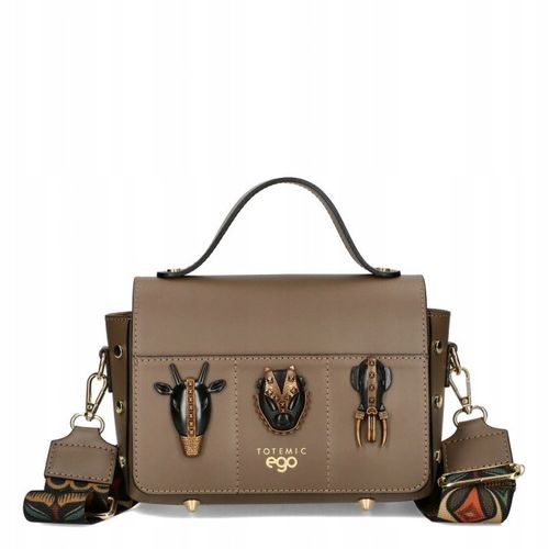 EGO Torebka Damska Kuferek Azteckie Wzory Skóra Naturalna Brąz Czekoladowa na Arena.pl